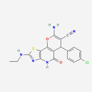 8-amino-6-(4-chlorophenyl)-2-(ethylamino)-5-oxo-4,6-dihydro-5H-pyrano[2,3-d][1,3]thiazolo[4,5-b]pyridin-7-yl cyanide