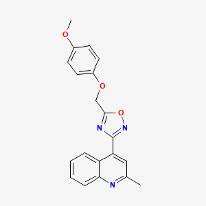 molecular formula C20H17N3O3 B11490016 4-{5-[(4-Methoxyphenoxy)methyl]-1,2,4-oxadiazol-3-yl}-2-methylquinoline 