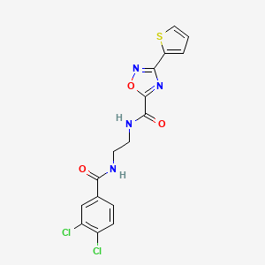 molecular formula C16H12Cl2N4O3S B11490077 N-(2-{[(3,4-dichlorophenyl)carbonyl]amino}ethyl)-3-(thiophen-2-yl)-1,2,4-oxadiazole-5-carboxamide 