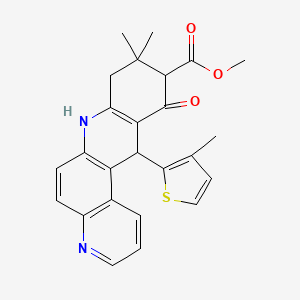 molecular formula C25H24N2O3S B11490132 Methyl 9,9-dimethyl-12-(3-methylthiophen-2-yl)-11-oxo-7,8,9,10,11,12-hexahydrobenzo[b][4,7]phenanthroline-10-carboxylate 