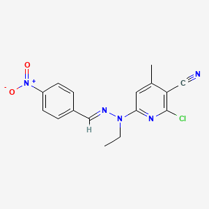 molecular formula C16H14ClN5O2 B11490148 2-chloro-6-[(2E)-1-ethyl-2-(4-nitrobenzylidene)hydrazinyl]-4-methylpyridine-3-carbonitrile 