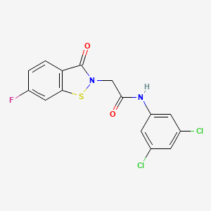 molecular formula C15H9Cl2FN2O2S B11490205 N-(3,5-dichlorophenyl)-2-(6-fluoro-3-oxo-1,2-benzothiazol-2(3H)-yl)acetamide 