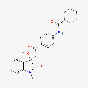 N-{4-[(3-hydroxy-1-methyl-2-oxo-2,3-dihydro-1H-indol-3-yl)acetyl]phenyl}cyclohexanecarboxamide