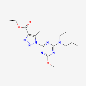 molecular formula C16H25N7O3 B11490251 ethyl 1-[4-(dipropylamino)-6-methoxy-1,3,5-triazin-2-yl]-5-methyl-1H-1,2,3-triazole-4-carboxylate 