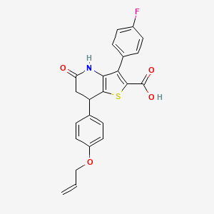 3-(4-Fluorophenyl)-5-oxo-7-[4-(prop-2-en-1-yloxy)phenyl]-4,5,6,7-tetrahydrothieno[3,2-b]pyridine-2-carboxylic acid