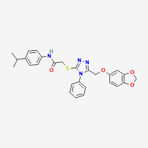 2-({5-[(1,3-benzodioxol-5-yloxy)methyl]-4-phenyl-4H-1,2,4-triazol-3-yl}sulfanyl)-N-[4-(propan-2-yl)phenyl]acetamide