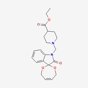 molecular formula C21H26N2O5 B11490288 Ethyl 1-({2'-oxo-1',2',4,7-tetrahydrospiro[1,3-dioxepine-2,3'-indol]-1'-YL}methyl)piperidine-4-carboxylate 