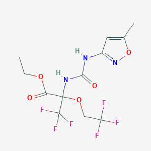 molecular formula C12H13F6N3O5 B11490342 Propanoic acid, 3,3,3-trifluoro-2-[[[(5-methyl-3-isoxazolyl)amino]carbonyl]amino]-2-(2,2,2-trifluoroethoxy)-, ethyl ester 