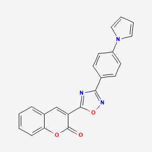 molecular formula C21H13N3O3 B11490351 3-{3-[4-(1H-pyrrol-1-yl)phenyl]-1,2,4-oxadiazol-5-yl}-2H-chromen-2-one 