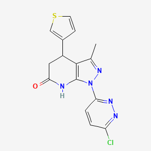 molecular formula C15H12ClN5OS B11490355 1-(6-chloropyridazin-3-yl)-3-methyl-4-(thiophen-3-yl)-4,5-dihydro-1H-pyrazolo[3,4-b]pyridin-6-ol 