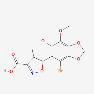 molecular formula C14H14BrNO7 B11490361 5-(4-Bromo-6,7-dimethoxy-1,3-benzodioxol-5-yl)-4-methyl-4,5-dihydro-1,2-oxazole-3-carboxylic acid CAS No. 936083-41-9