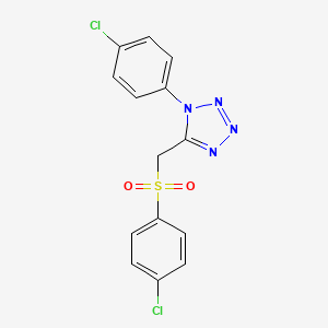 molecular formula C14H10Cl2N4O2S B11490380 1-(4-chlorophenyl)-5-{[(4-chlorophenyl)sulfonyl]methyl}-1H-tetrazole 