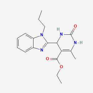 molecular formula C18H22N4O3 B11490434 ethyl 6-methyl-2-oxo-4-(1-propyl-1H-benzimidazol-2-yl)-1,2,3,4-tetrahydropyrimidine-5-carboxylate 