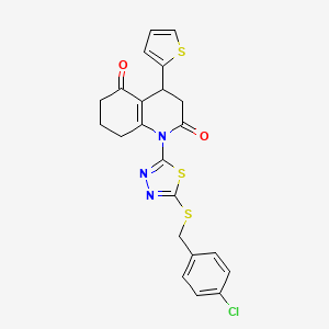 1-{5-[(4-chlorobenzyl)sulfanyl]-1,3,4-thiadiazol-2-yl}-4-(thiophen-2-yl)-4,6,7,8-tetrahydroquinoline-2,5(1H,3H)-dione