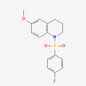 molecular formula C16H16FNO3S B11490495 1-[(4-Fluorophenyl)sulfonyl]-6-methoxy-1,2,3,4-tetrahydroquinoline 