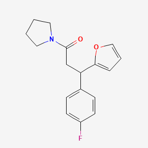 molecular formula C17H18FNO2 B11490506 3-(4-Fluorophenyl)-3-(furan-2-yl)-1-(pyrrolidin-1-yl)propan-1-one 