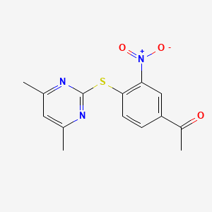 molecular formula C14H13N3O3S B11490508 1-Ethanone, 1-[4-[(4,6-dimethyl-2-pyrimidinyl)thio]-3-nitrophenyl]- 