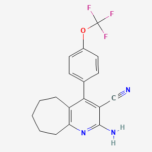 molecular formula C18H16F3N3O B11490515 2-amino-4-[4-(trifluoromethoxy)phenyl]-6,7,8,9-tetrahydro-5H-cyclohepta[b]pyridine-3-carbonitrile 