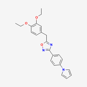 molecular formula C23H23N3O3 B11490605 5-(3,4-diethoxybenzyl)-3-[4-(1H-pyrrol-1-yl)phenyl]-1,2,4-oxadiazole 