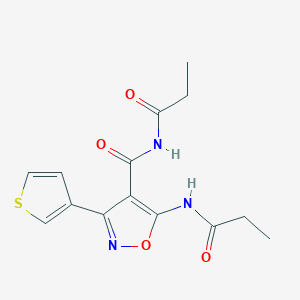 N-propanoyl-5-(propanoylamino)-3-(thiophen-3-yl)-1,2-oxazole-4-carboxamide