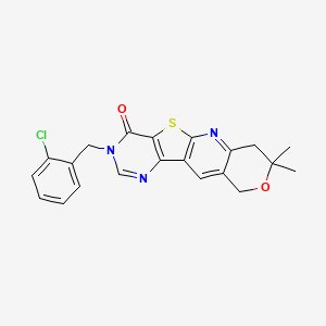 molecular formula C21H18ClN3O2S B11490618 14-[(2-chlorophenyl)methyl]-5,5-dimethyl-6-oxa-17-thia-2,12,14-triazatetracyclo[8.7.0.03,8.011,16]heptadeca-1,3(8),9,11(16),12-pentaen-15-one 