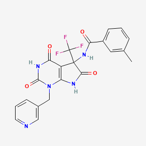 molecular formula C21H16F3N5O4 B11490634 3-methyl-N-[2,4,6-trioxo-1-(pyridin-3-ylmethyl)-5-(trifluoromethyl)-2,3,4,5,6,7-hexahydro-1H-pyrrolo[2,3-d]pyrimidin-5-yl]benzamide 