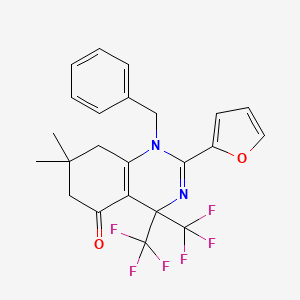 1-benzyl-2-(furan-2-yl)-7,7-dimethyl-4,4-bis(trifluoromethyl)-4,6,7,8-tetrahydroquinazolin-5(1H)-one