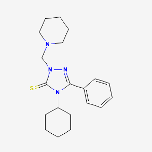 molecular formula C20H28N4S B11490648 4-cyclohexyl-5-phenyl-2-(piperidin-1-ylmethyl)-2,4-dihydro-3H-1,2,4-triazole-3-thione 