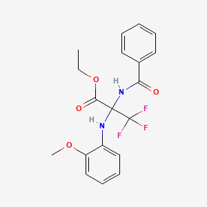 Propanoic acid, 2-(benzoylamino)-3,3,3-trifluoro-2-[(2-methoxyphenyl)amino]-, ethyl ester