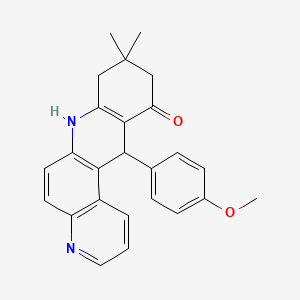 molecular formula C25H24N2O2 B11490706 12-(4-methoxyphenyl)-9,9-dimethyl-8,9,10,12-tetrahydrobenzo[b][4,7]phenanthrolin-11(7H)-one 