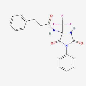 molecular formula C19H16F3N3O3 B11490733 N-[2,5-dioxo-1-phenyl-4-(trifluoromethyl)imidazolidin-4-yl]-3-phenylpropanamide 