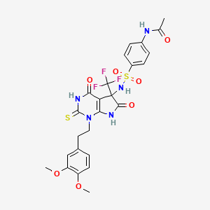 N-[4-({1-[2-(3,4-dimethoxyphenyl)ethyl]-4,6-dioxo-2-thioxo-5-(trifluoromethyl)-2,3,4,5,6,7-hexahydro-1H-pyrrolo[2,3-d]pyrimidin-5-yl}sulfamoyl)phenyl]acetamide