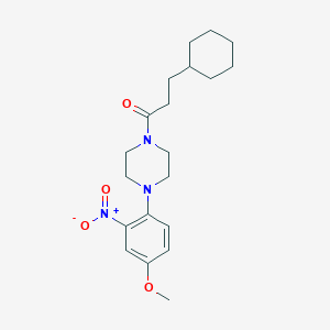 molecular formula C20H29N3O4 B11490754 3-Cyclohexyl-1-[4-(4-methoxy-2-nitrophenyl)piperazin-1-yl]propan-1-one 