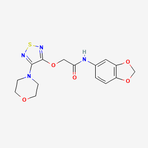 molecular formula C15H16N4O5S B11490801 N-(1,3-benzodioxol-5-yl)-2-{[4-(morpholin-4-yl)-1,2,5-thiadiazol-3-yl]oxy}acetamide 