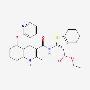 Ethyl 2-({[2-methyl-5-oxo-4-(3-pyridyl)-1,4,5,6,7,8-hexahydro-3-quinolinyl]carbonyl}amino)-4,5,6,7-tetrahydro-1-benzothiophene-3-carboxylate