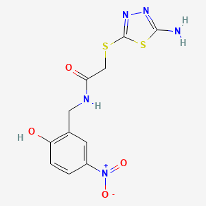 molecular formula C11H11N5O4S2 B11490813 2-[(5-amino-1,3,4-thiadiazol-2-yl)sulfanyl]-N-[(2-hydroxy-5-nitrophenyl)methyl]acetamide 