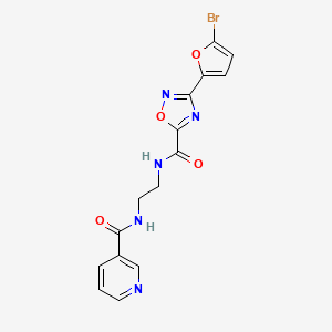 molecular formula C15H12BrN5O4 B11490828 N-[2-({[3-(5-bromofuran-2-yl)-1,2,4-oxadiazol-5-yl]carbonyl}amino)ethyl]pyridine-3-carboxamide 