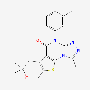 molecular formula C20H20N4O2S B11490831 3,12,12-trimethyl-7-(3-methylphenyl)-13-oxa-16-thia-2,4,5,7-tetrazatetracyclo[7.7.0.02,6.010,15]hexadeca-1(9),3,5,10(15)-tetraen-8-one 