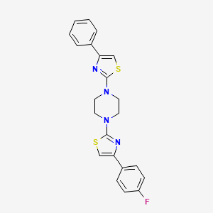 molecular formula C22H19FN4S2 B11490841 1-[4-(4-Fluorophenyl)-1,3-thiazol-2-yl]-4-(4-phenyl-1,3-thiazol-2-yl)piperazine 