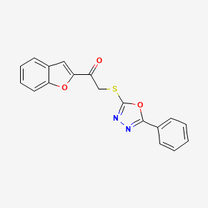 molecular formula C18H12N2O3S B11490848 1-(1-Benzofuran-2-yl)-2-[(5-phenyl-1,3,4-oxadiazol-2-yl)sulfanyl]ethanone 