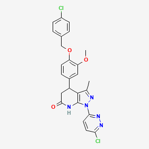 4-{4-[(4-chlorobenzyl)oxy]-3-methoxyphenyl}-1-(6-chloropyridazin-3-yl)-3-methyl-1,4,5,7-tetrahydro-6H-pyrazolo[3,4-b]pyridin-6-one