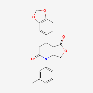 molecular formula C21H17NO5 B11490934 4-(1,3-benzodioxol-5-yl)-1-(3-methylphenyl)-4,7-dihydrofuro[3,4-b]pyridine-2,5(1H,3H)-dione 