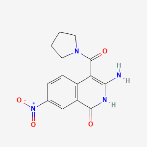 molecular formula C14H14N4O4 B11490975 3-amino-7-nitro-4-(pyrrolidin-1-ylcarbonyl)isoquinolin-1(2H)-one 