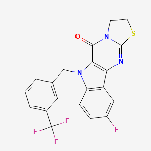 molecular formula C20H13F4N3OS B11491019 4-fluoro-8-[[3-(trifluoromethyl)phenyl]methyl]-14-thia-8,11,16-triazatetracyclo[7.7.0.02,7.011,15]hexadeca-1(9),2(7),3,5,15-pentaen-10-one 