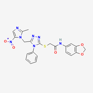 N-(1,3-benzodioxol-5-yl)-2-({5-[(2-methyl-5-nitro-1H-imidazol-1-yl)methyl]-4-phenyl-4H-1,2,4-triazol-3-yl}sulfanyl)acetamide