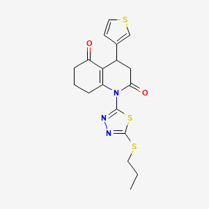 1-[5-(propylsulfanyl)-1,3,4-thiadiazol-2-yl]-4-(thiophen-3-yl)-4,6,7,8-tetrahydroquinoline-2,5(1H,3H)-dione