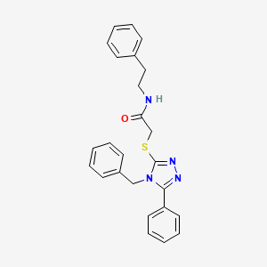 molecular formula C25H24N4OS B11491044 2-[(4-benzyl-5-phenyl-4H-1,2,4-triazol-3-yl)sulfanyl]-N-(2-phenylethyl)acetamide 