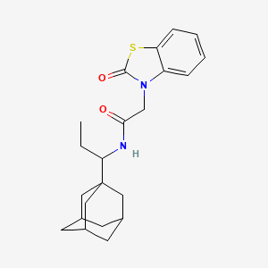 molecular formula C22H28N2O2S B11491057 N-[1-(Adamantan-1-YL)propyl]-2-(2-oxo-2,3-dihydro-1,3-benzothiazol-3-YL)acetamide 