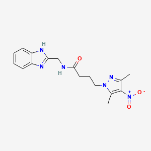 molecular formula C17H20N6O3 B11491060 N-(1H-benzimidazol-2-ylmethyl)-4-(3,5-dimethyl-4-nitro-1H-pyrazol-1-yl)butanamide 