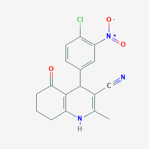 molecular formula C17H14ClN3O3 B11491070 4-(4-Chloro-3-nitrophenyl)-2-methyl-5-oxo-1,4,5,6,7,8-hexahydroquinoline-3-carbonitrile 